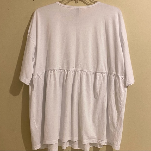 ASOS Shirt Women’s Size 12 White Short Sleeve Top Relaxed Tunic Cotton Peplum - Picture 4 of 9